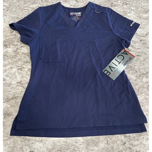 Grey's Anatomy Tops - Grey’s Anatomy Scrub Top Womens XS Blue Short Sleeve V Neck Nursing Medical NWT
